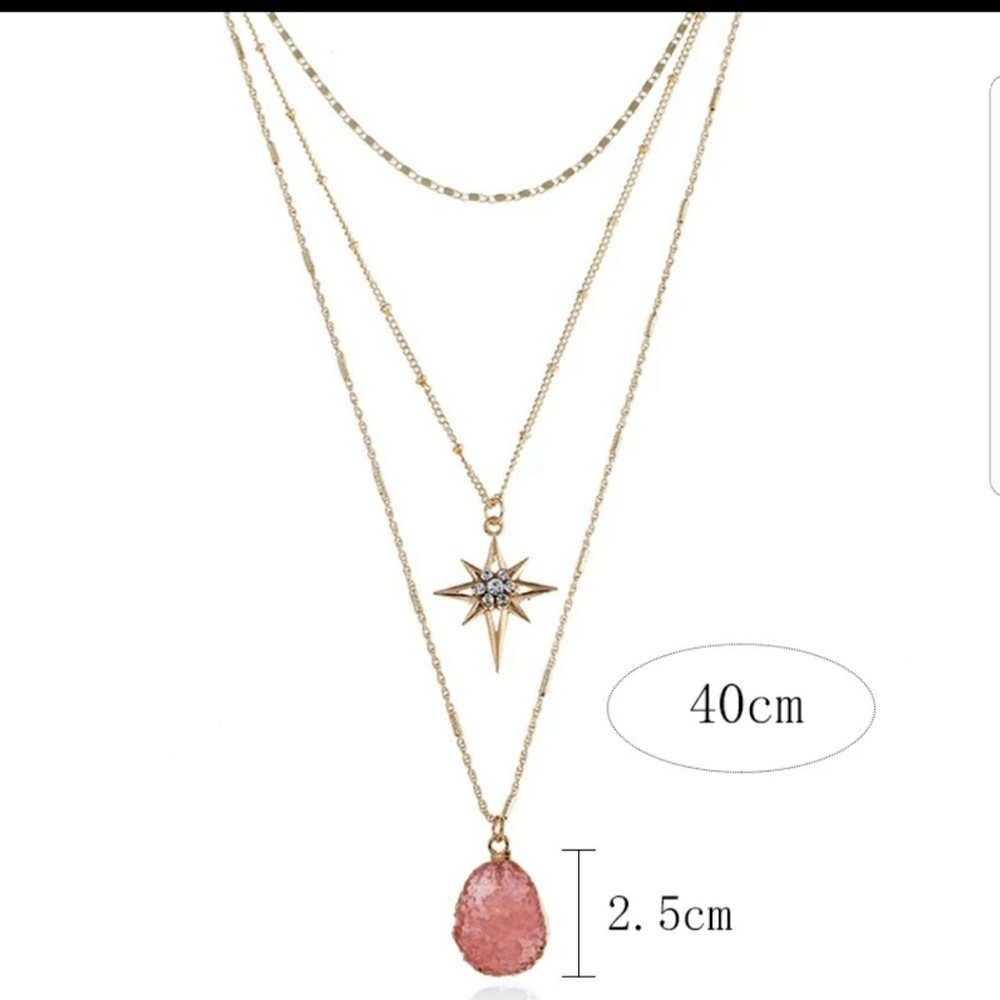 Quartz Crystal Necklace for Women Pendant Bohemia